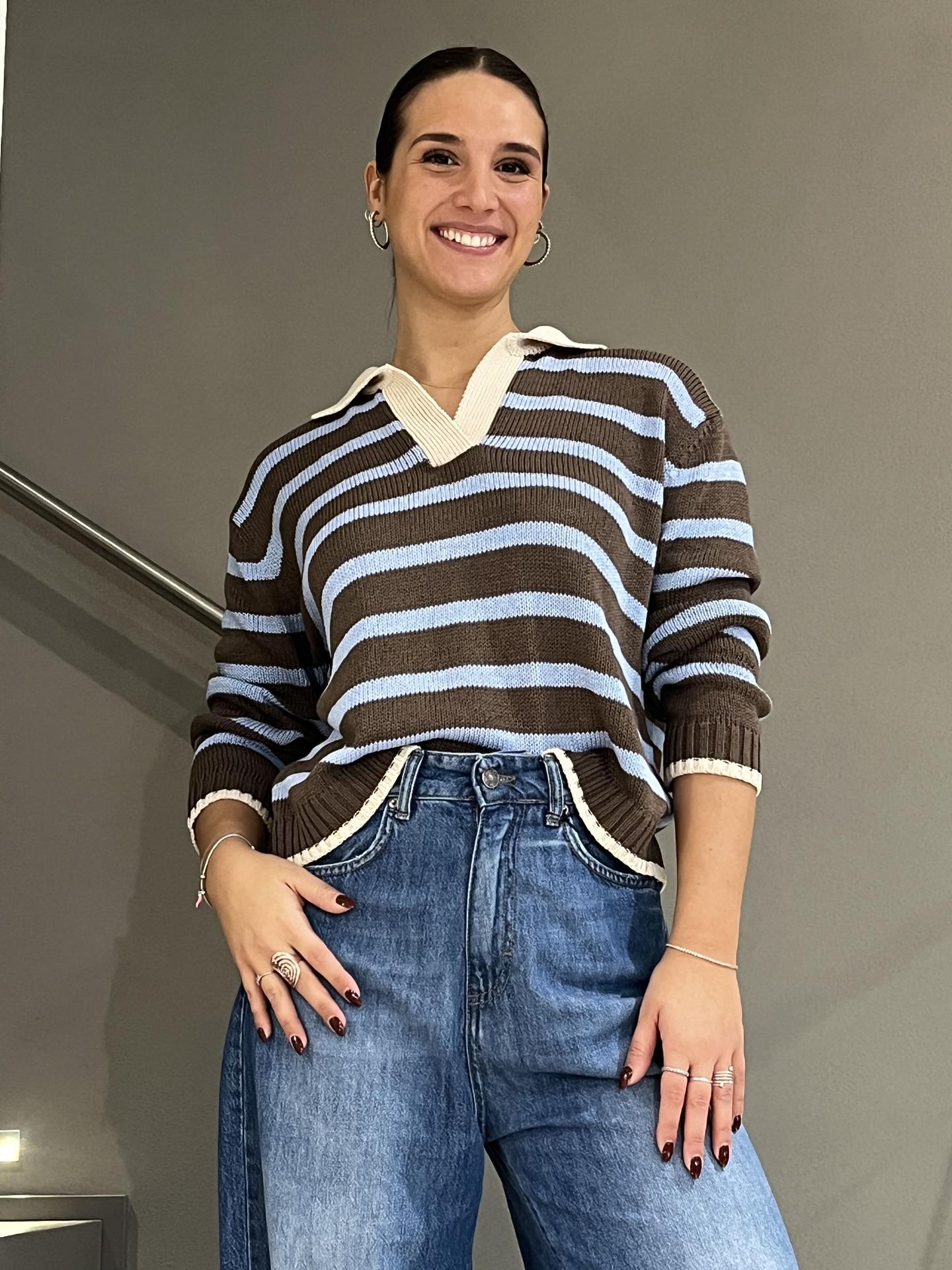 MAGLIA TENSIONE IN FIRENZE D90187 AZZURRO