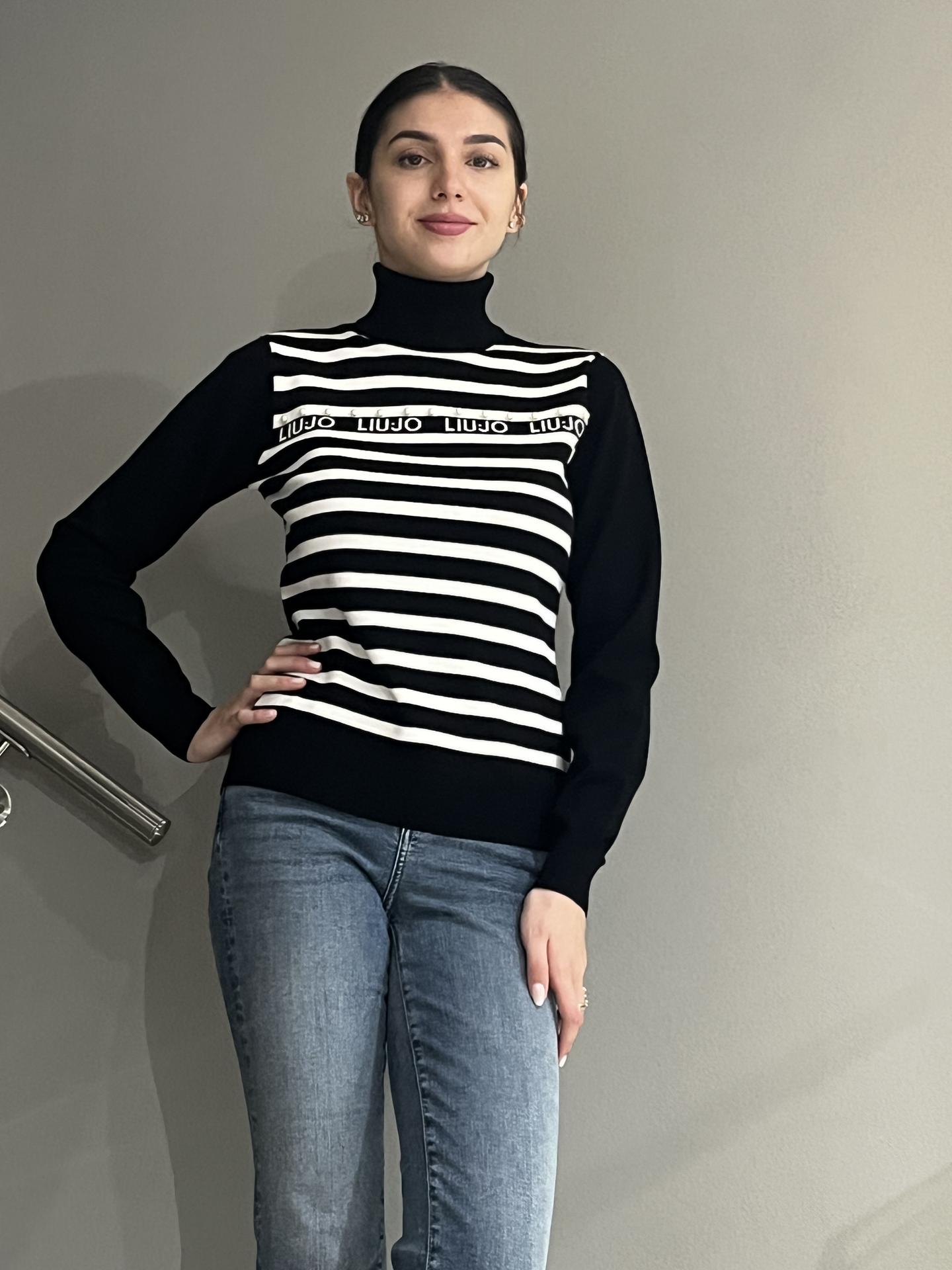 MAGLIA LIU.JO WEAR TF5219 NERO/BIANCO
