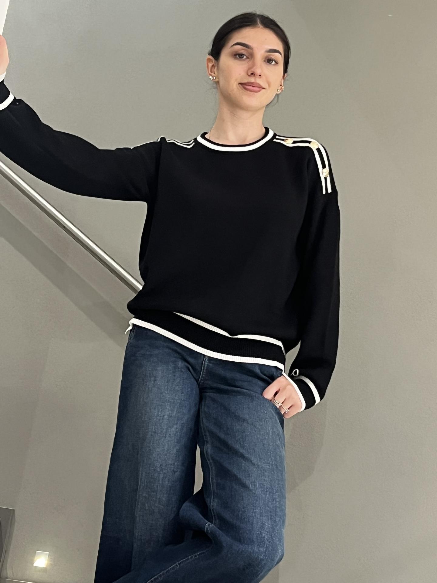 MAGLIA LIU.JO WEAR TF5230 NERO/BIANCO